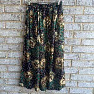 Charter Club by Jame Justin Derbi Horse Print Midi Vintage Skirt Women's Size 6